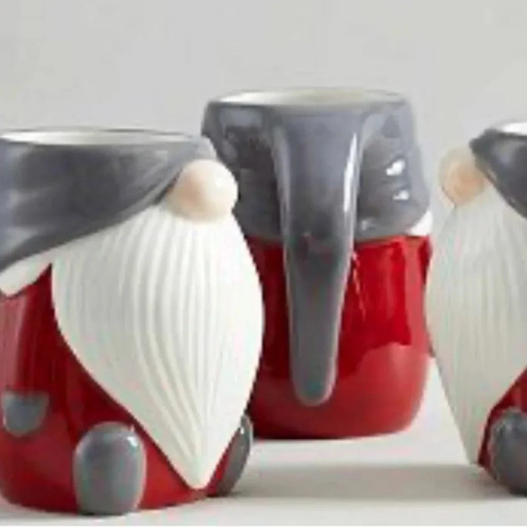 Pottery Barn Gnome Shaped Ceramic Mugs Set of 2 Coffee Tea Mugs Cups RARE FIND!! - Picture 11 of 15